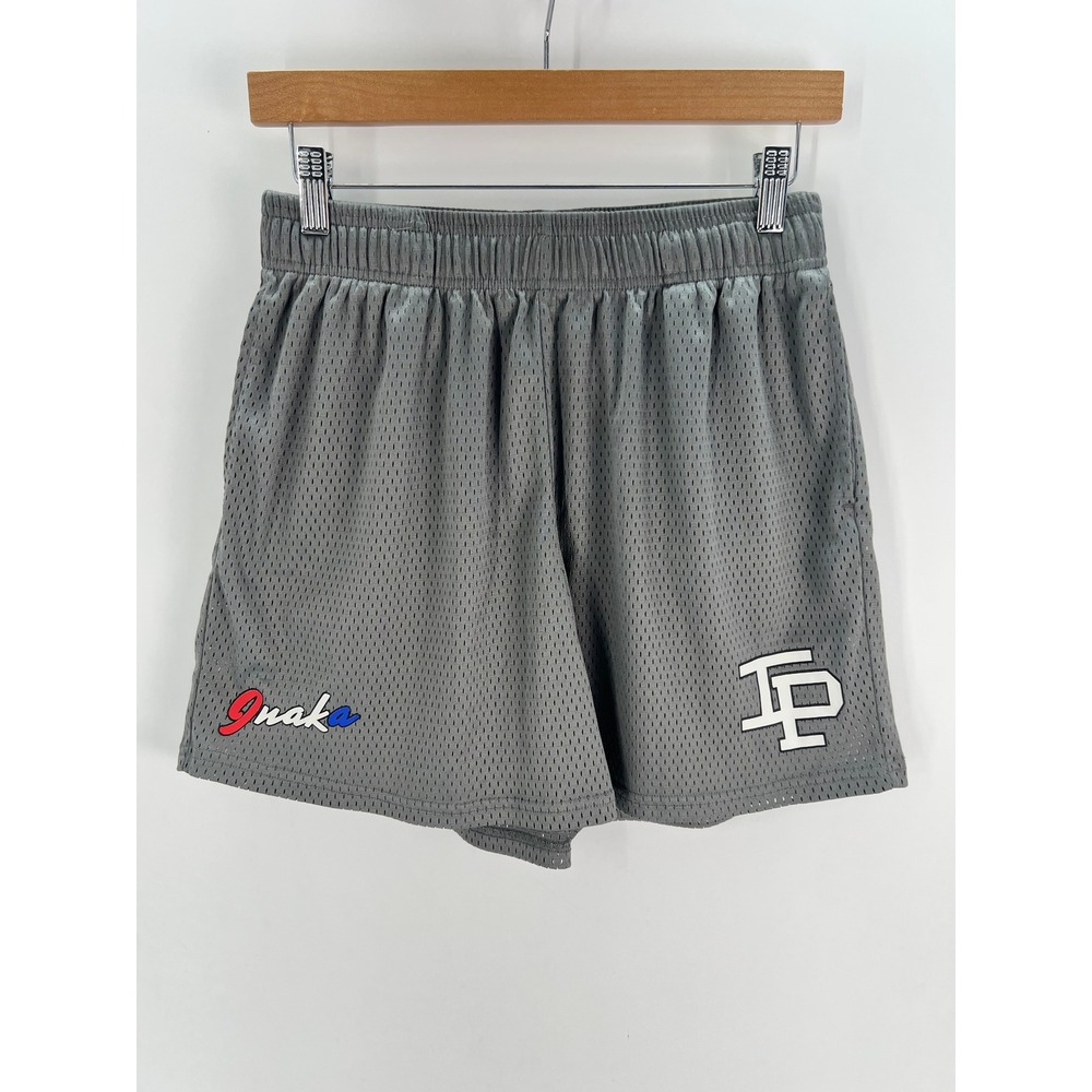 Inaka Power Mens Grey Mesh Basketball Gym Shorts Size Large Logo Athletic
